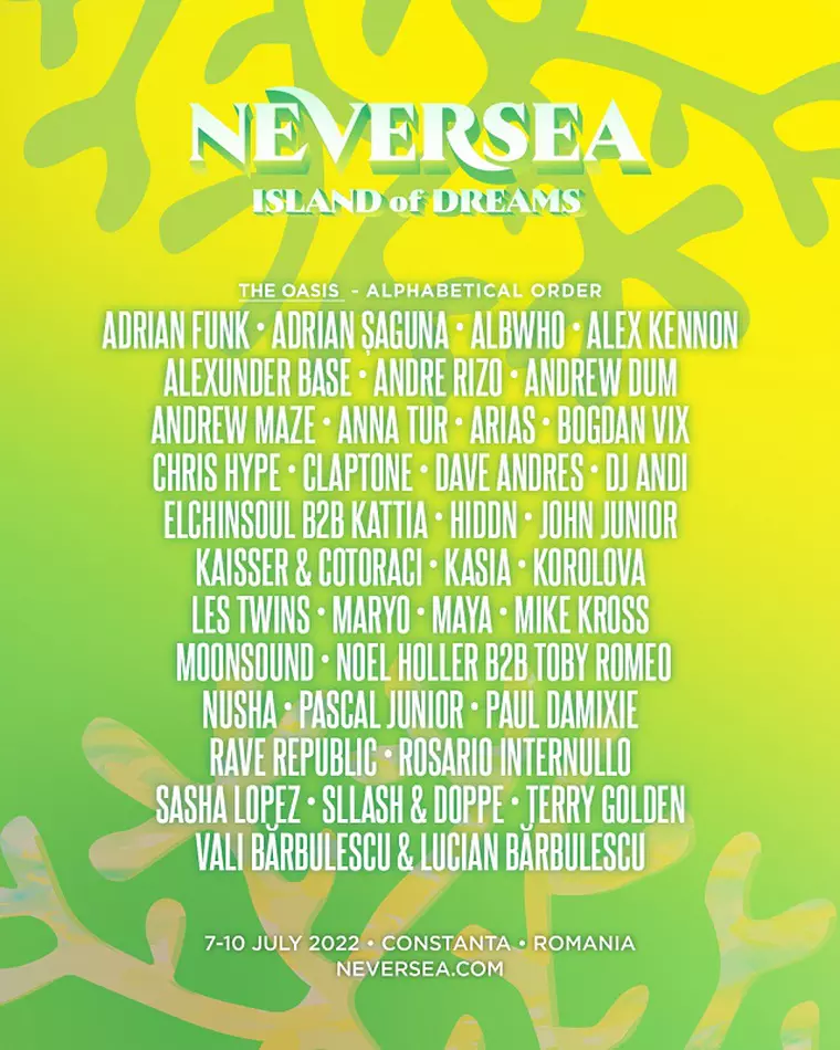 Line-up-ul complet pentru scenele Daydreaming și Oasis, la Neversea