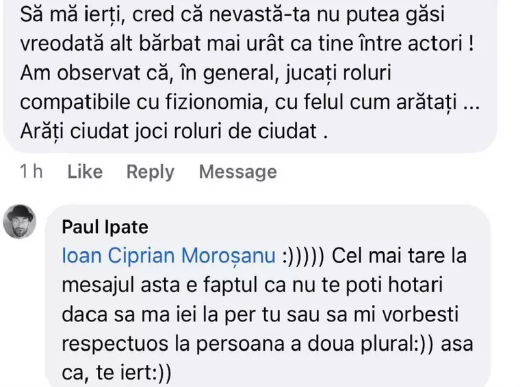 Paul Ipate, jignit de un urmăritor pe rețelele sociale. Jojo, iubita lui, i-a sărit în apărare