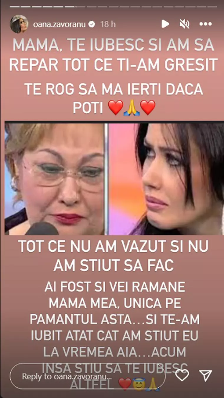 Oana Zăvoranu regretă scandalurile cu mama ei. 