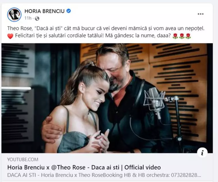 Theo Rose, însărcinată cu Anghel Damian? Horia Brenciu a confirmat: "Felicitări! Mă gândesc la nume, da?"