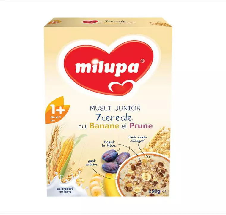 Milupa Musli Junior 7 Cereale cu Banane si Prune