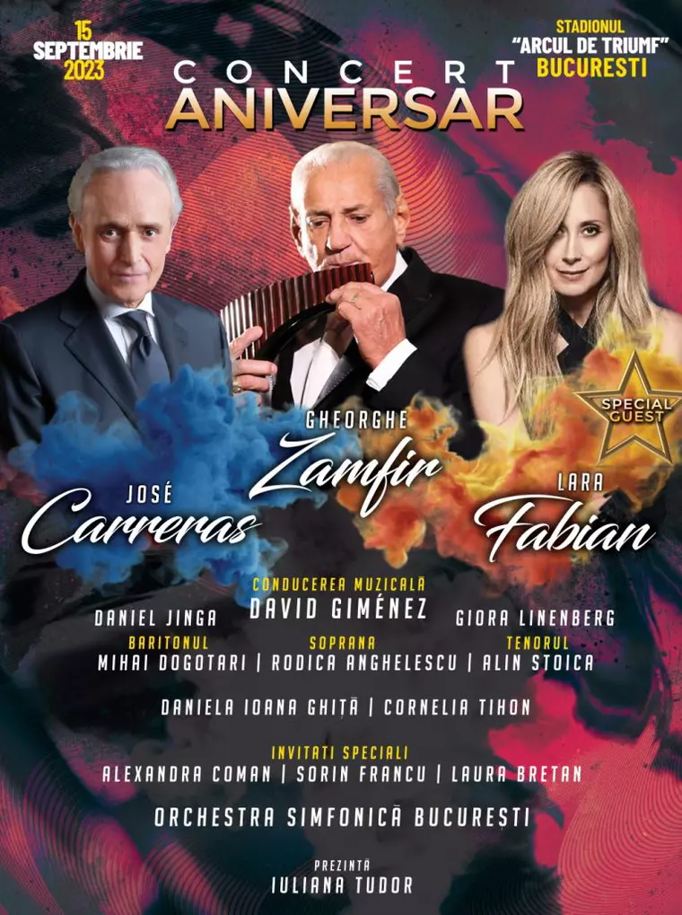 La doar câteva zile de lansare, spectacolul aniversar Gheorghe Zamfir, Jose Carreras și Lara Fabian este 50% SOLD OUT!