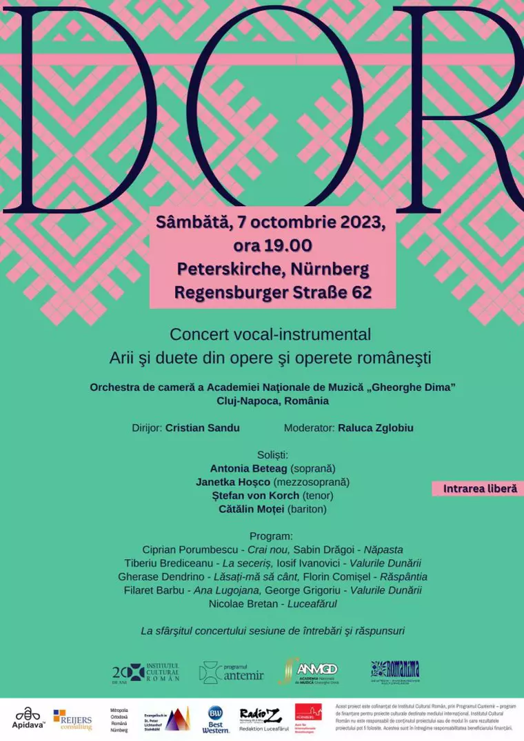 Tenorul Ştefan von Korch cântă arii din opere şi operete româneşti la Nürnberg, pe 7 octombrie, în concertul DOR