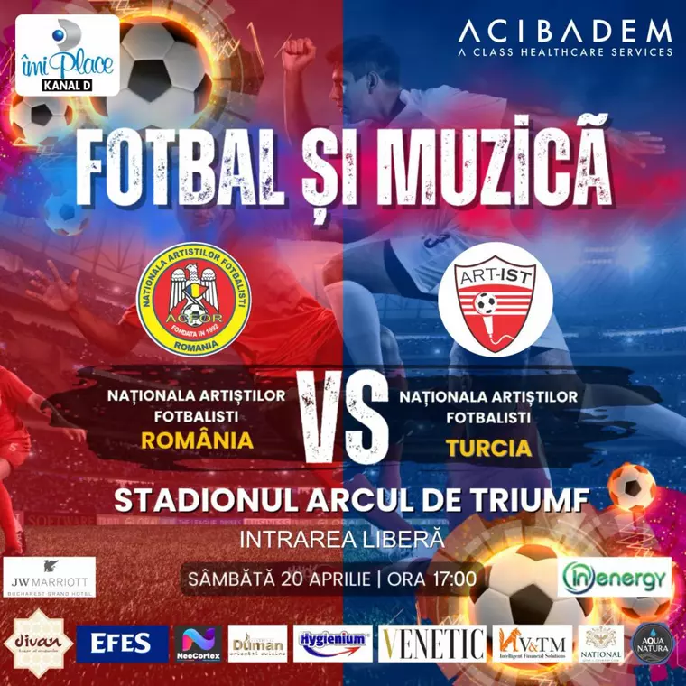 Artiști și fotbaliști celebri, într-un meci al prieteniei între România și Turcia, cu ocazia Zilei Naționale a Copilului sărbătorită în Republica Turcia pe 23 aprilie