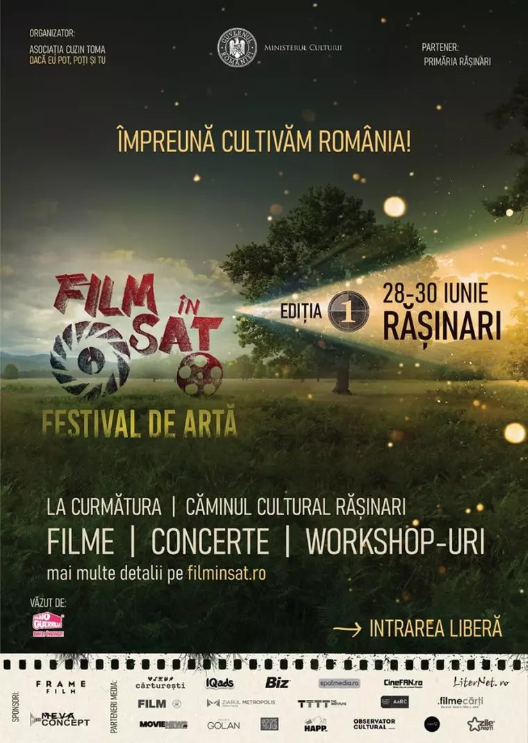Al treilea sezon al Film în Sat, cel mai mare eveniment cultural din mediul rural debutează între 28 - 30 iunie la Rășinari, Sibiu