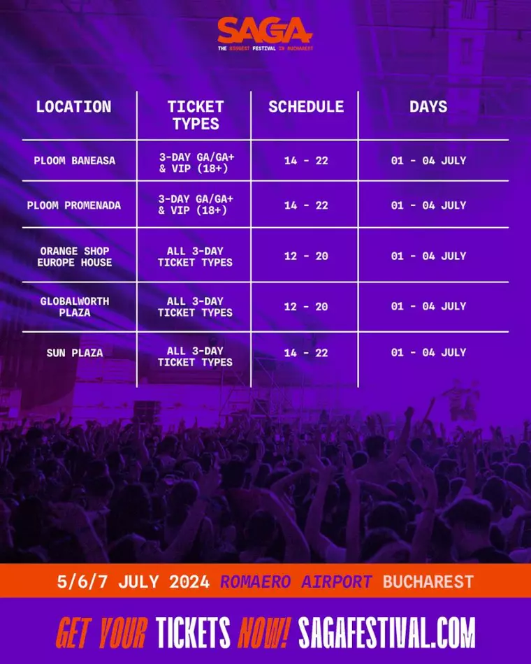 SAGA festival începe vineri. Tot ce trebuie să știi despre cel mai iubit festival de muzică din București