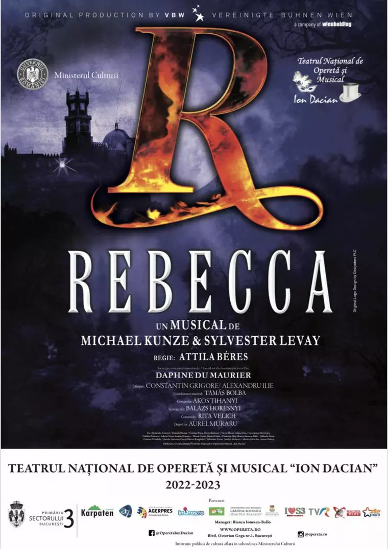 Celebrul musical  „Rebecca” se joacă din nou la Teatrul Naţional de Operetă şi Musical „Ion Dacian” pe 5 şi 6 aprilie