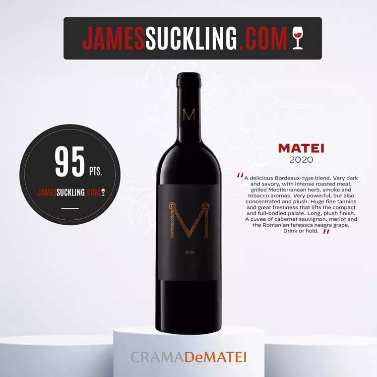 Cramă DeMatei înregistrează cel mai mare scor istoric pentru un vin românesc la James Suckling: Matei 2020 - 95 de puncte