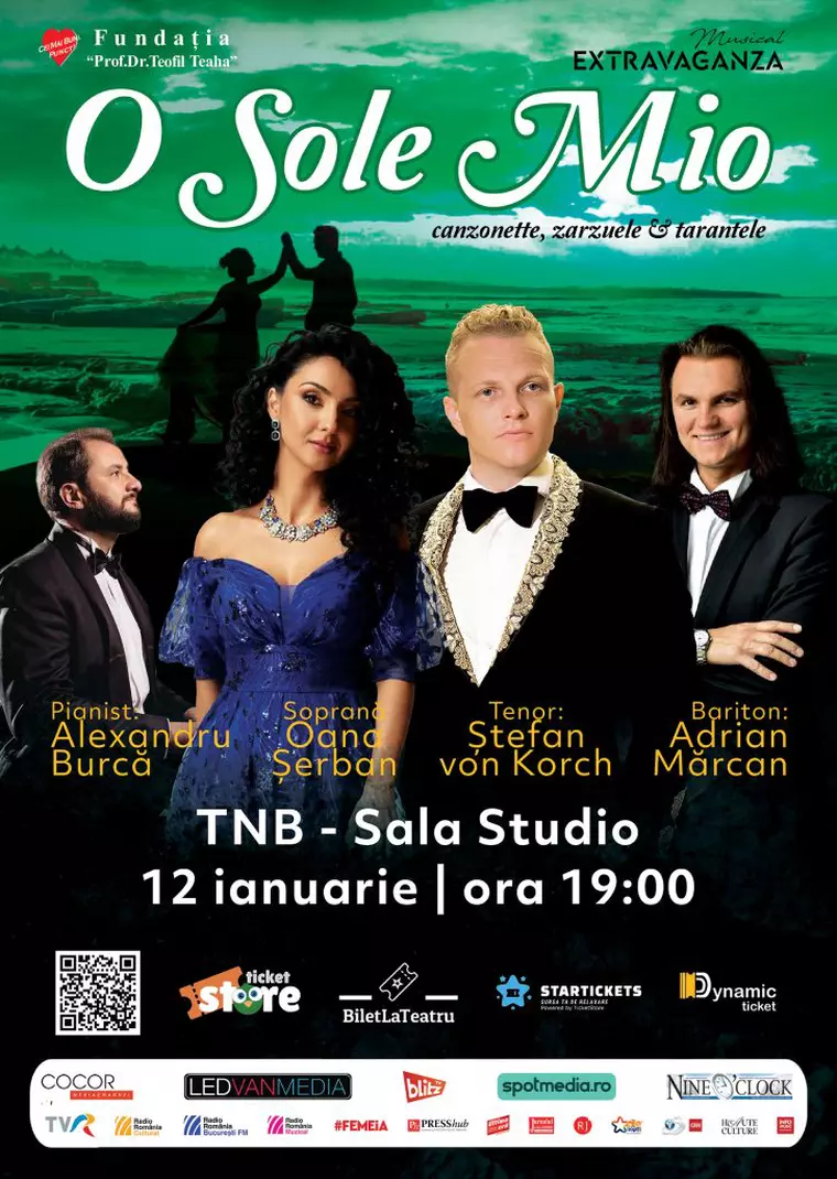 Recitalul „O SOLE MIO” cu tenorul ŞTEFAN von KORCH şi invitaţii va fi găzduit pe 12 ianuarie la Sala Studio a Teatrului Naţional din Bucureşti