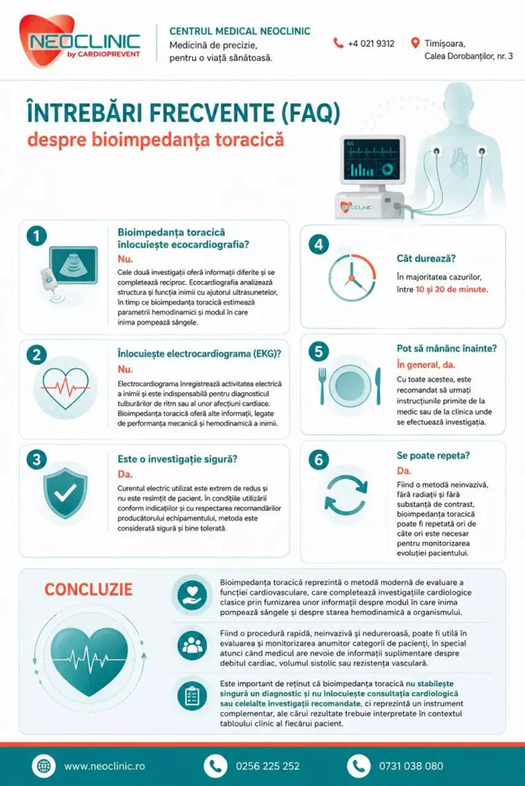 Bioimpedanța toracică – investigația modernă care oferă informații valoroase despre funcția inimii și circulație