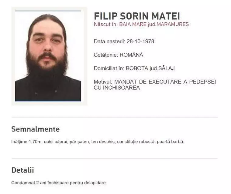 Călugărul travestit Sorin Matei Filip, executat silit după ce a prădat biserica în care slujea. „Cecille del Sol” este de negăsit