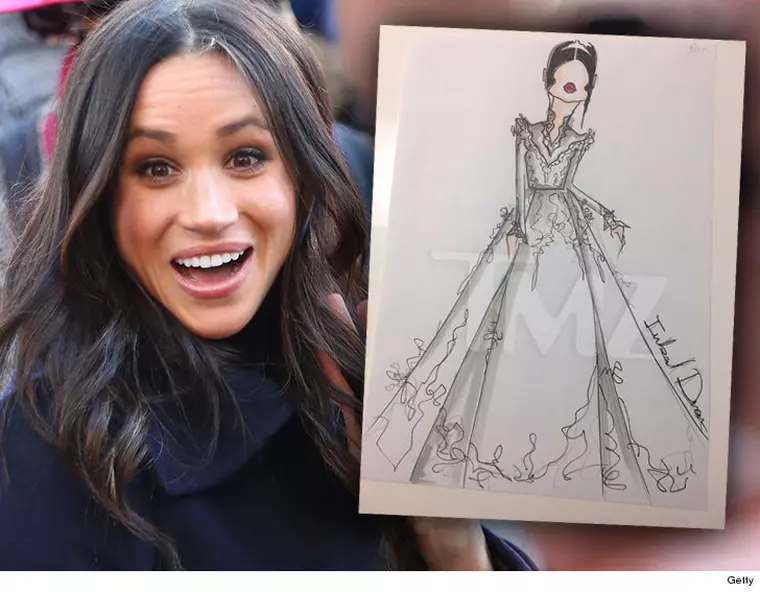 Propunerea designerului Inbal Dror pentru rochia de mireasă a lui Meghan Markle.