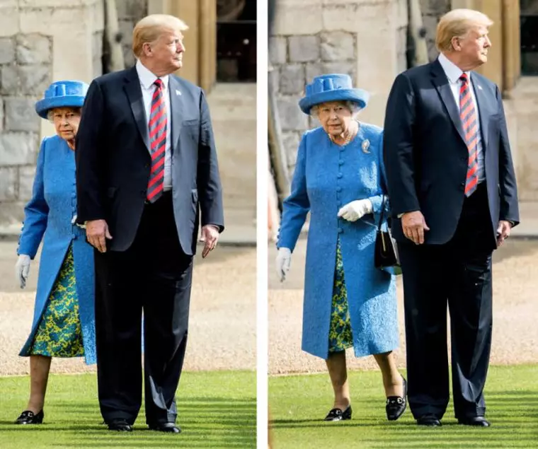 Donald Trump a mers înaintea Reginei Elizabeth II pe pajistea Castelului Windsor