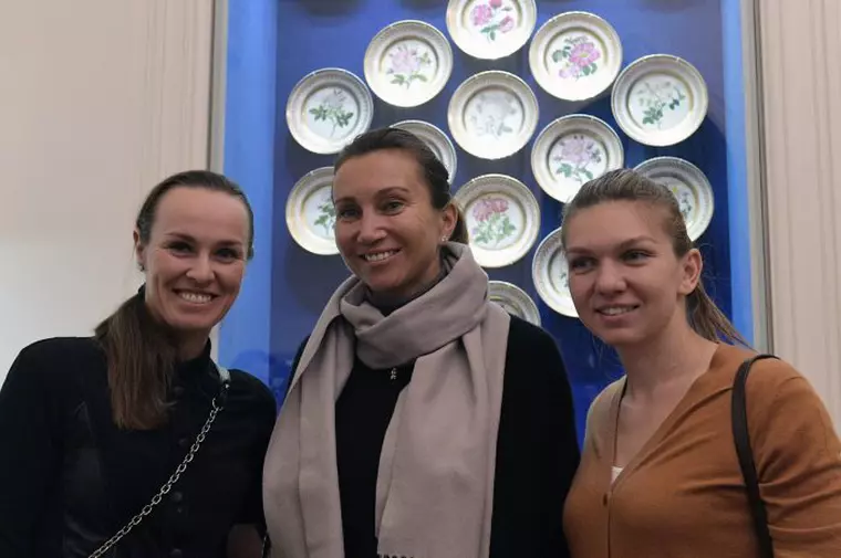 Martina Hingis of Switzerland, Iva Majoli of Croatia and Simona Halep of Romania,