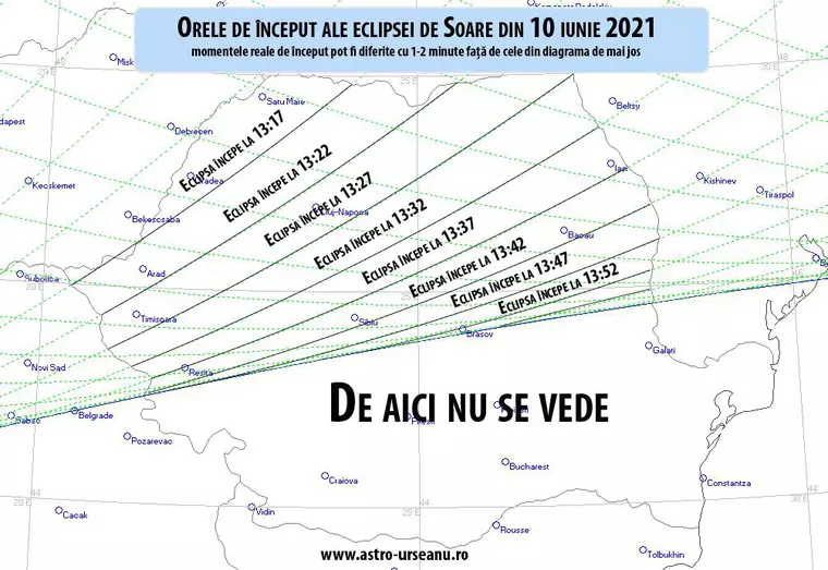 De unde se vede din România eclipsa parțială de Soare din 10 iunie 2021