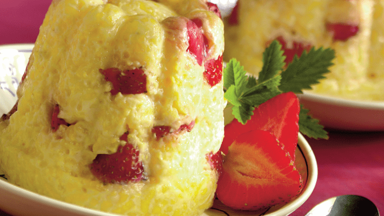 Orez cu lapte si capsuni