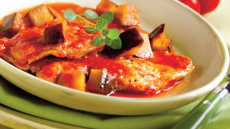 Piept de curcan cu vinete