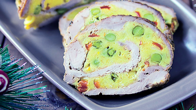 Rulada de curcan cu mazare