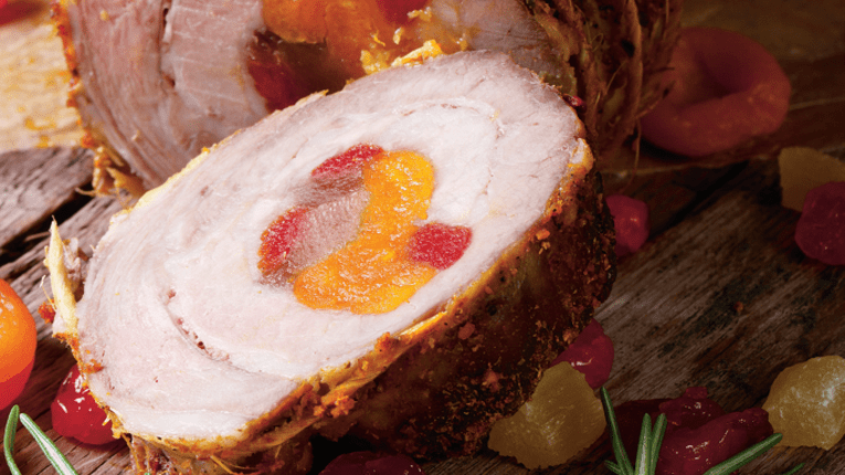 Rulada de porc cu fructe uscate