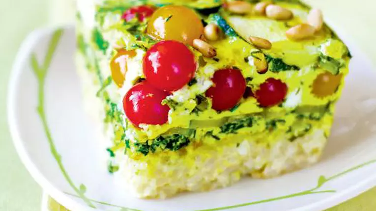 Plăcintă de orez cu dovlecei