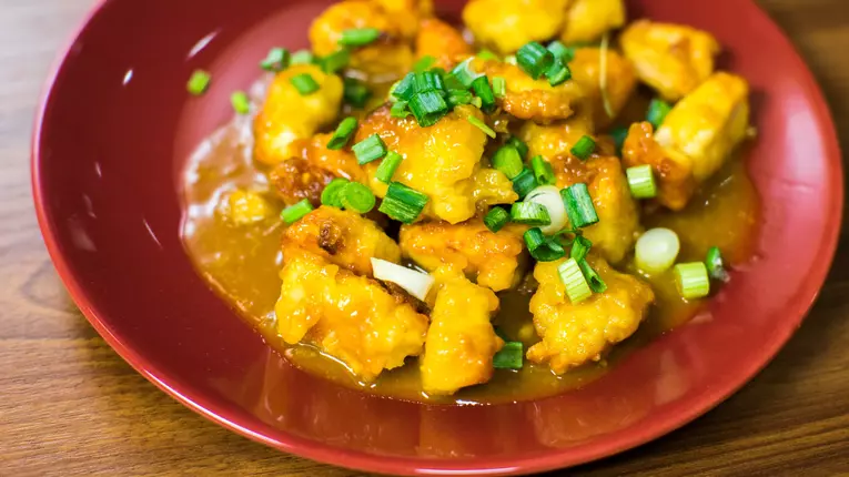 Pui crocant in sos de portocale