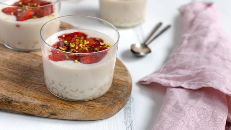 Budincă de Tapioca cu căpșuni