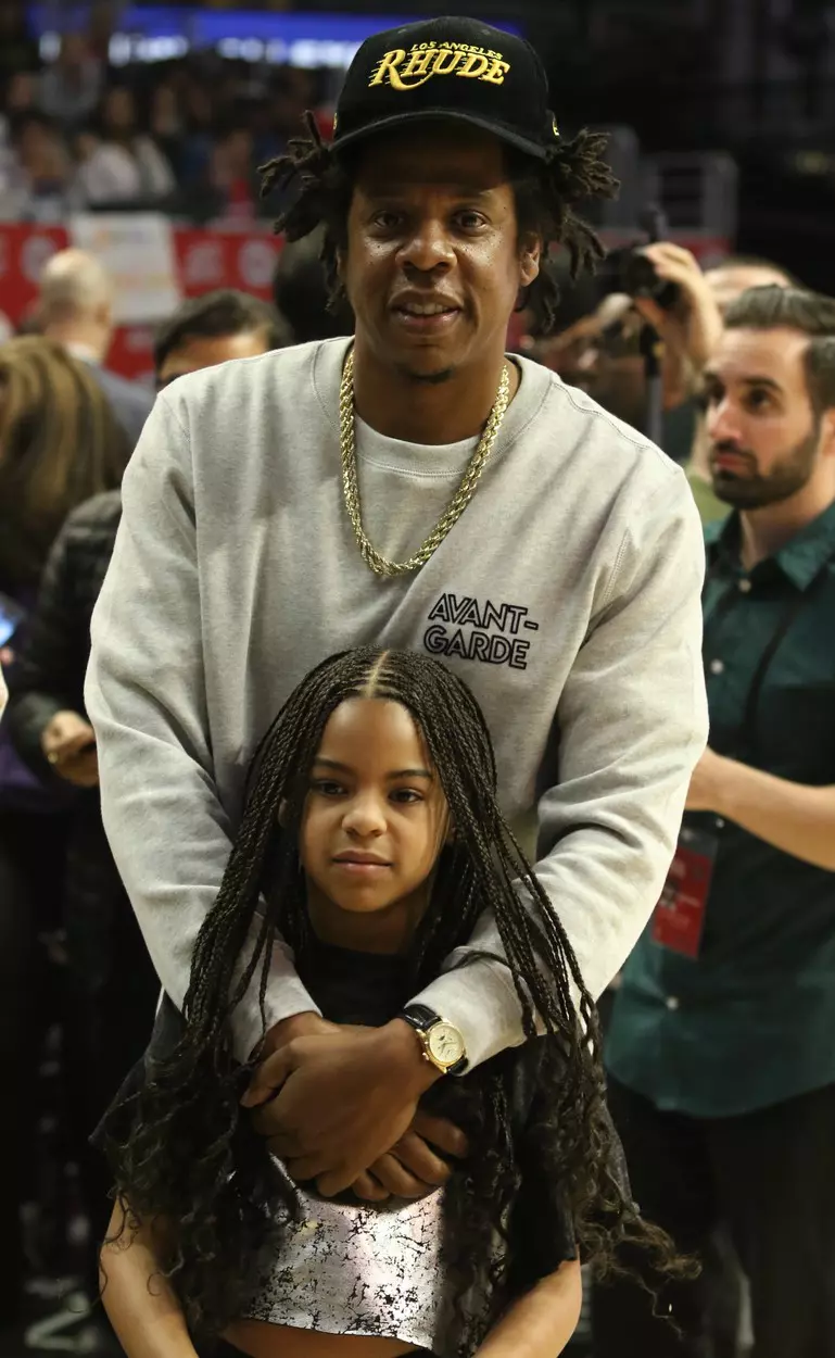 Jay-Z and Blue Ivy Carter share a GirlDad moment as they attend a basketball game between the Los Angeles Clippers and the Los Angeles Lakers