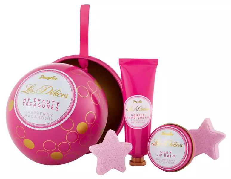 Set, cremă de mâini, balsam de buze, steluțe efervescente pentru baie, Douglas, Les Délices, My beauty treasures, 49 lei