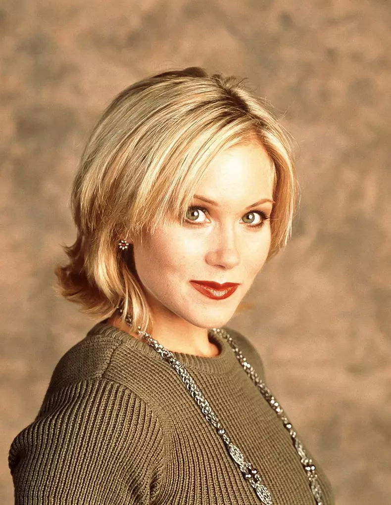 LIBRARY. USA. Christina Applegate  in the ©Fox Network TV series: Married with Children (1987-1997) . Plot: Al Bundy is a misanthropic women's shoe salesman with a miserable life. He hates his job, his wife is lazy, his son is dysfunctional (especially