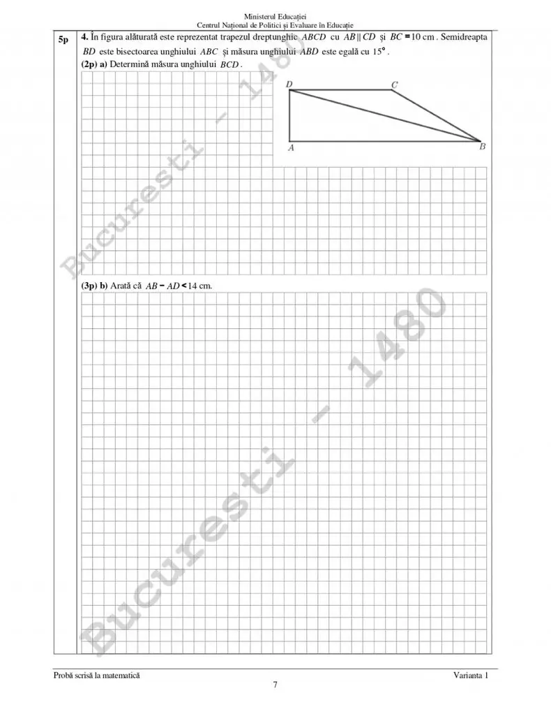 Evaluare nationala matematica