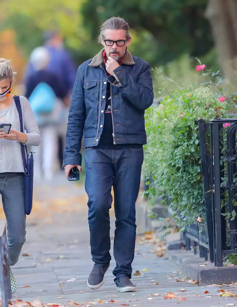 EXCLUSIVE: Ethan Hawke and Wife Ryan Shawhughes are Spotted on a Rare Outing in New York City.