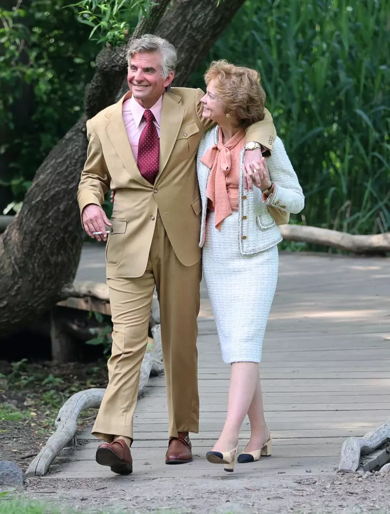 Bradley Cooper and Carey Mulligan at the "Maestro" set in NYC