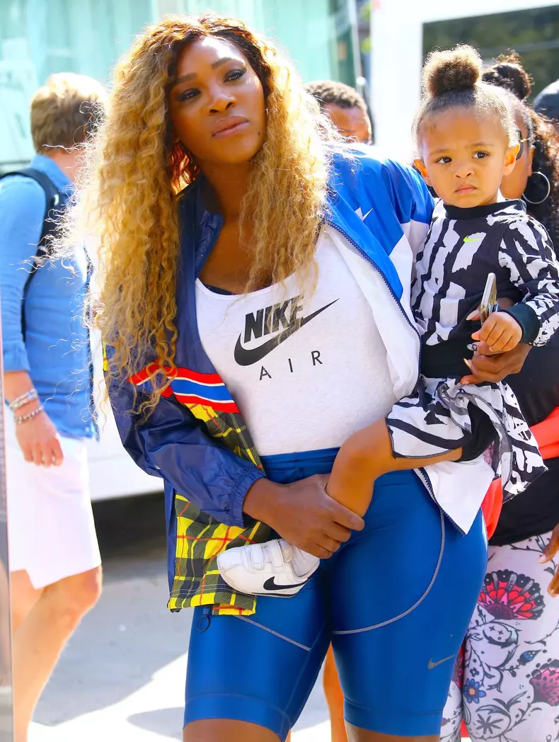 Serena Williams et sa fille Alexis Olympia Ohanian Jr. arrivent à l'évènement Nike "Queens of Tennis" experience au parc  William F. Passannante Ballfield à New York