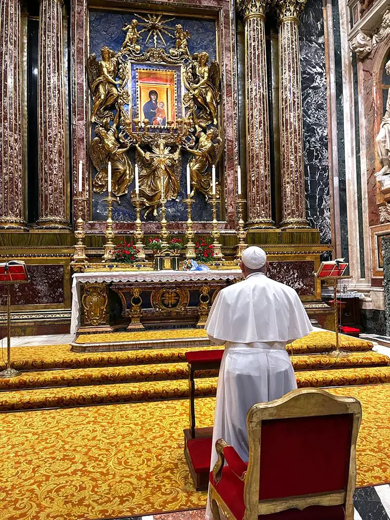 Pope Francis went to the Basilica of Santa Maria Maggiore