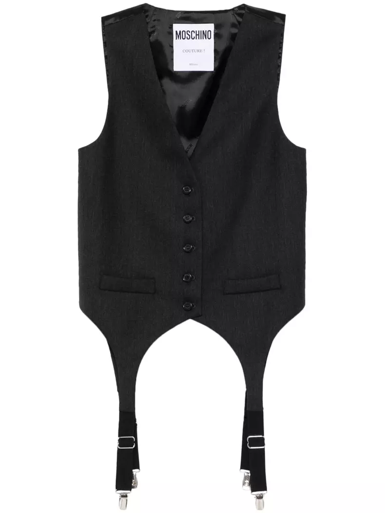 Vestă din lână, Moschino, 850 euro, www.farfetch.com