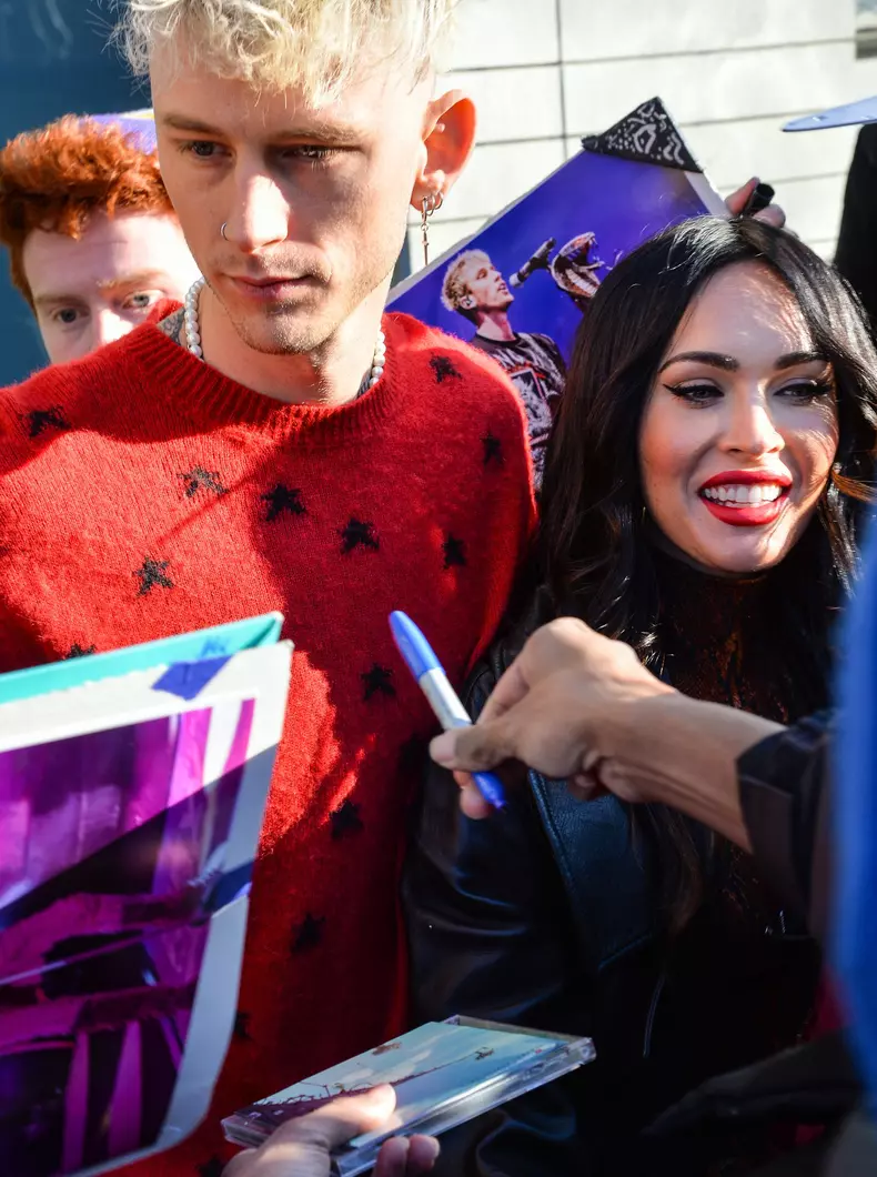 Meghan Fox and Machine Gun Kelly Are Swarmed By Fans Outside Their Hotel in New York City