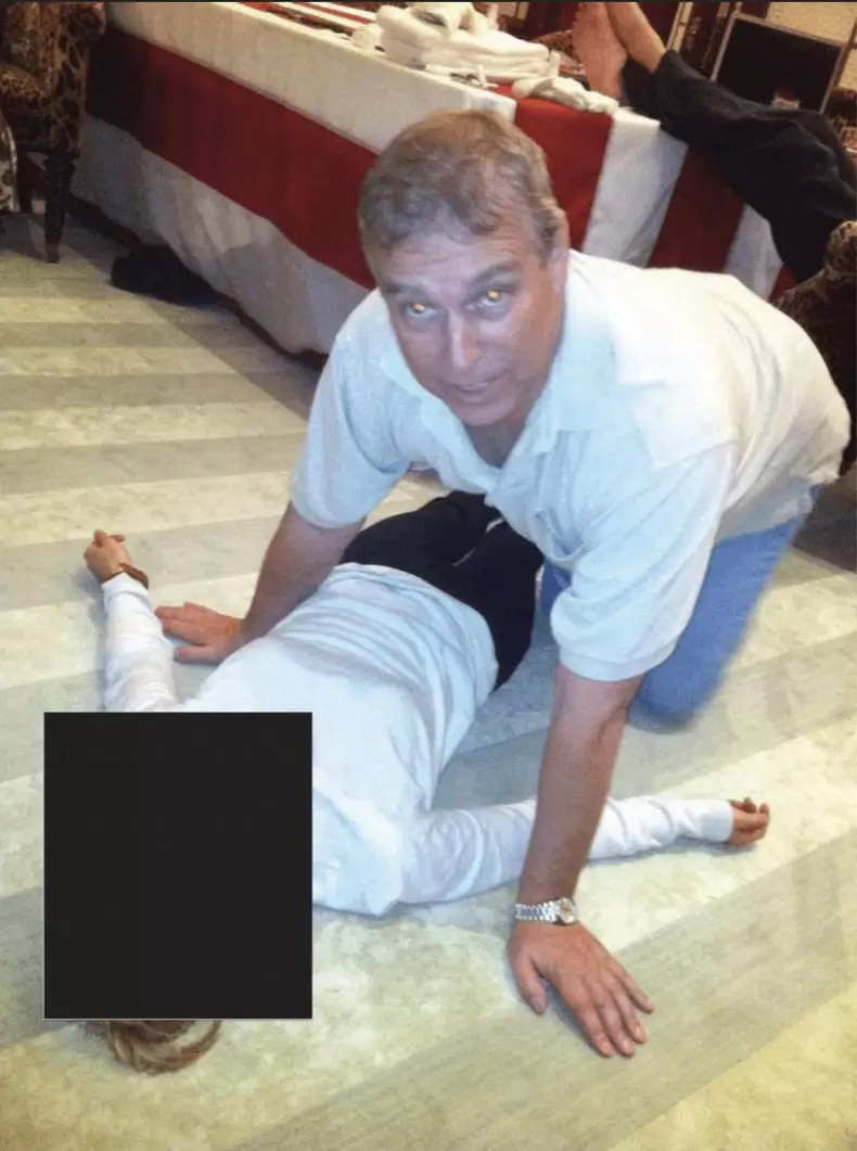 Photographs appearing to show Andrew Mountbatten-Windsor kneeling on all fours over a female lying on the ground have been included in the latest batch of Epstein files released by the US Department of Justice.  In two of the images, he is seen touching t