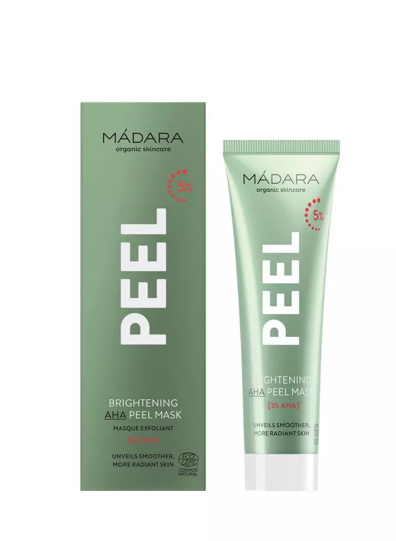 Mască peeling pentru strălucirea tenului AHA PEEL Mask, MÁDARA, 129 lei, disponibilă pe miobio.ro