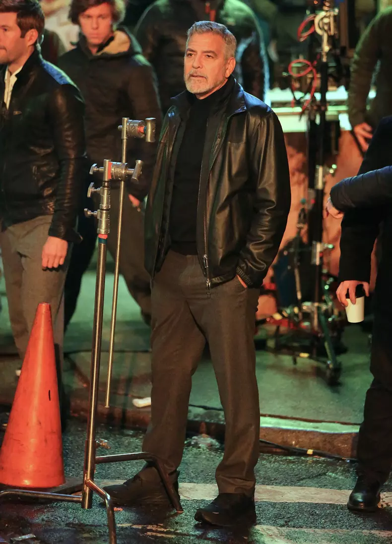 Brad Pitt And George Clooney On Set - NYC