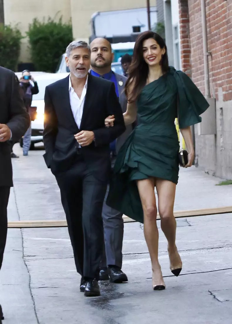 George and Amal Clooney in Hollywood at Kimmel studio