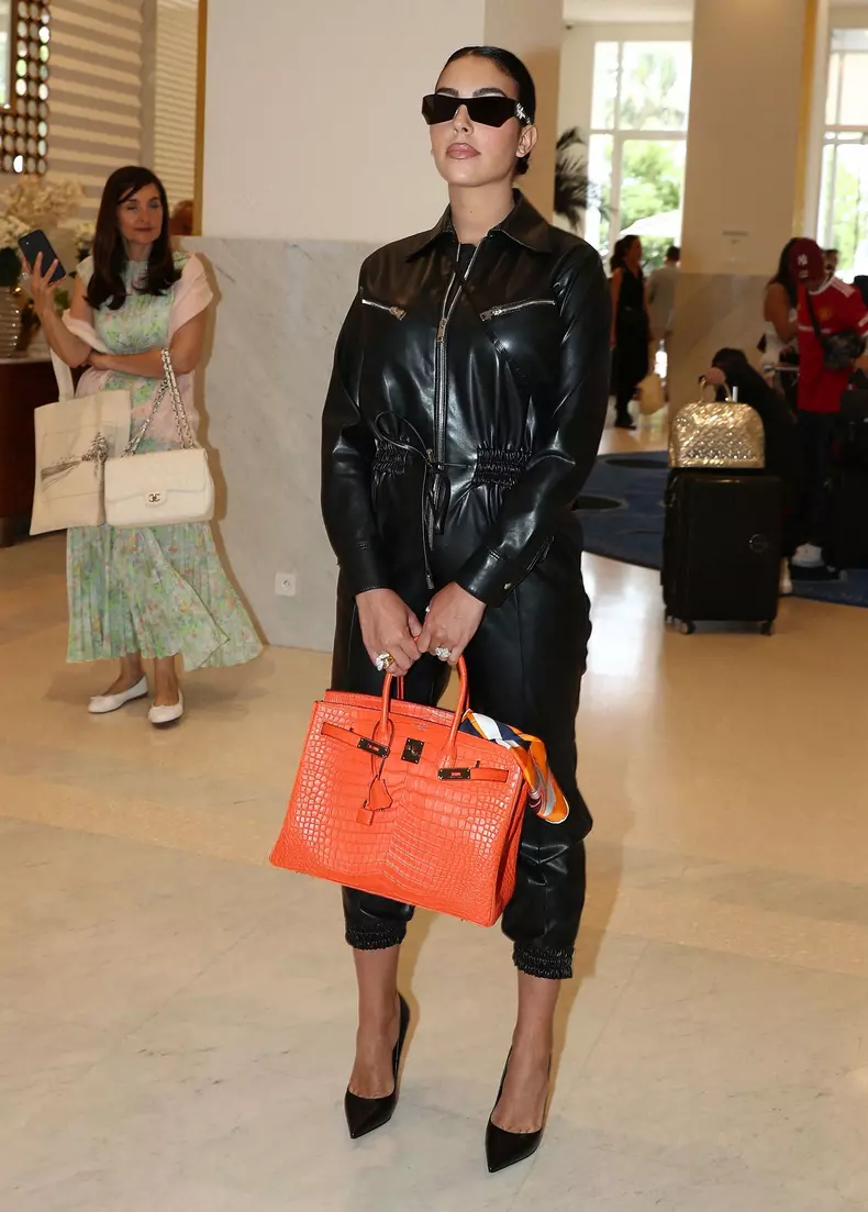 Georgina Rodriguez arrive à l'hôtel "Martinez" lors du 75ème Festival International du Film de Cannes