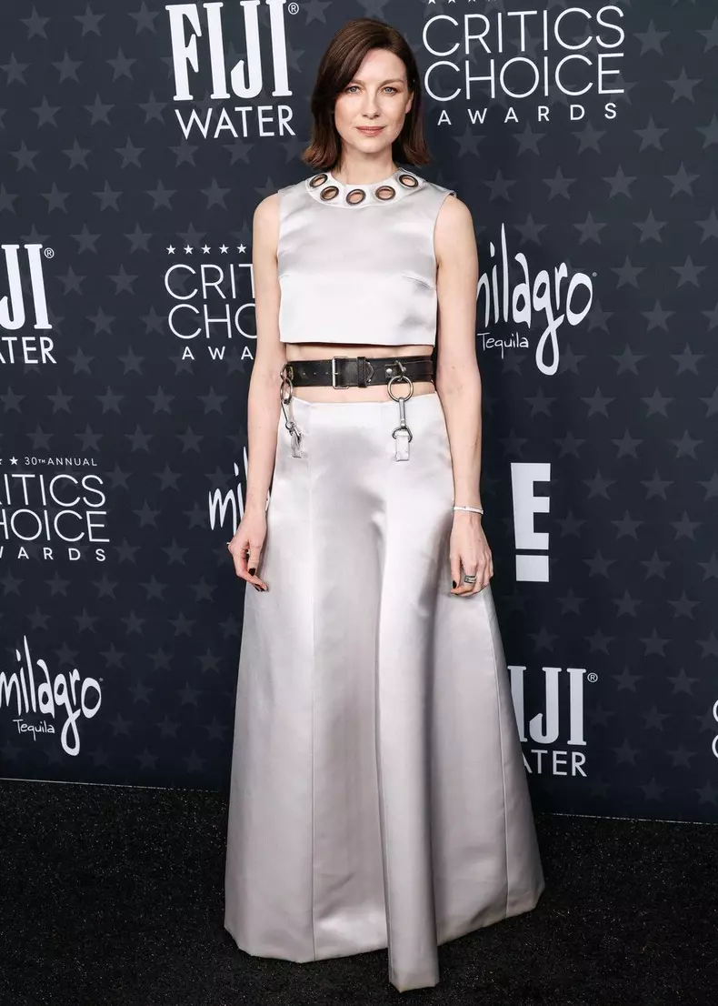 SANTA MONICA, LOS ANGELES, CALIFORNIA, USA - FEBRUARY 07: Caitriona Balfe arrives at the 30th Annual Critics' Choice Awards held at The Barker Hangar on February 7, 2025 in Santa Monica, Los Angeles, California, United States. (Photo by Xavier Collin/Imag