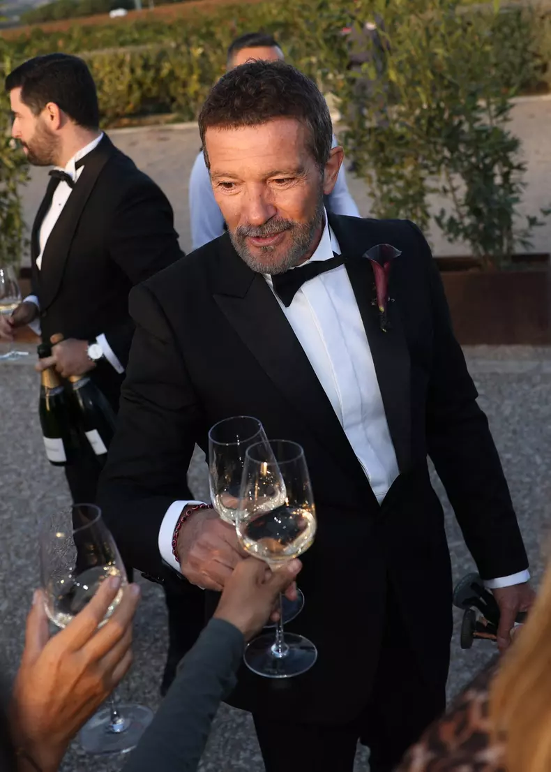 Antonio Banderas meets with the press after the wedding of his daughter Stella del Carmen
