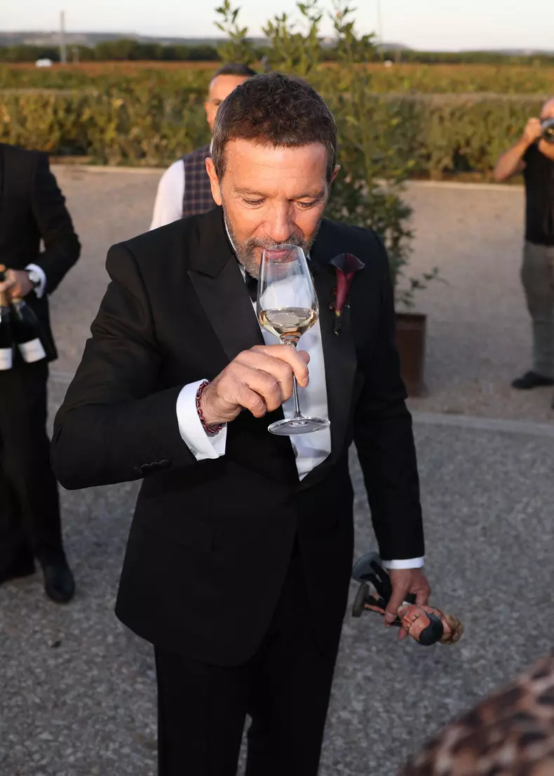 Antonio Banderas meets with the press after the wedding of his daughter Stella del Carmen