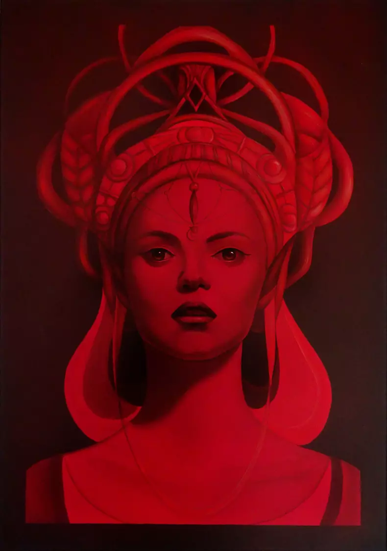 Irina Dragomir_Red Queen_acrilic_pe_panza_100x70cm