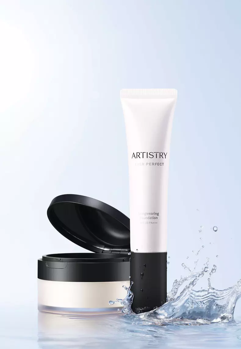 Fondul de ten rezistent SPF 25 și pudra pulbere pentru fixare Artistry Ever Perfect,