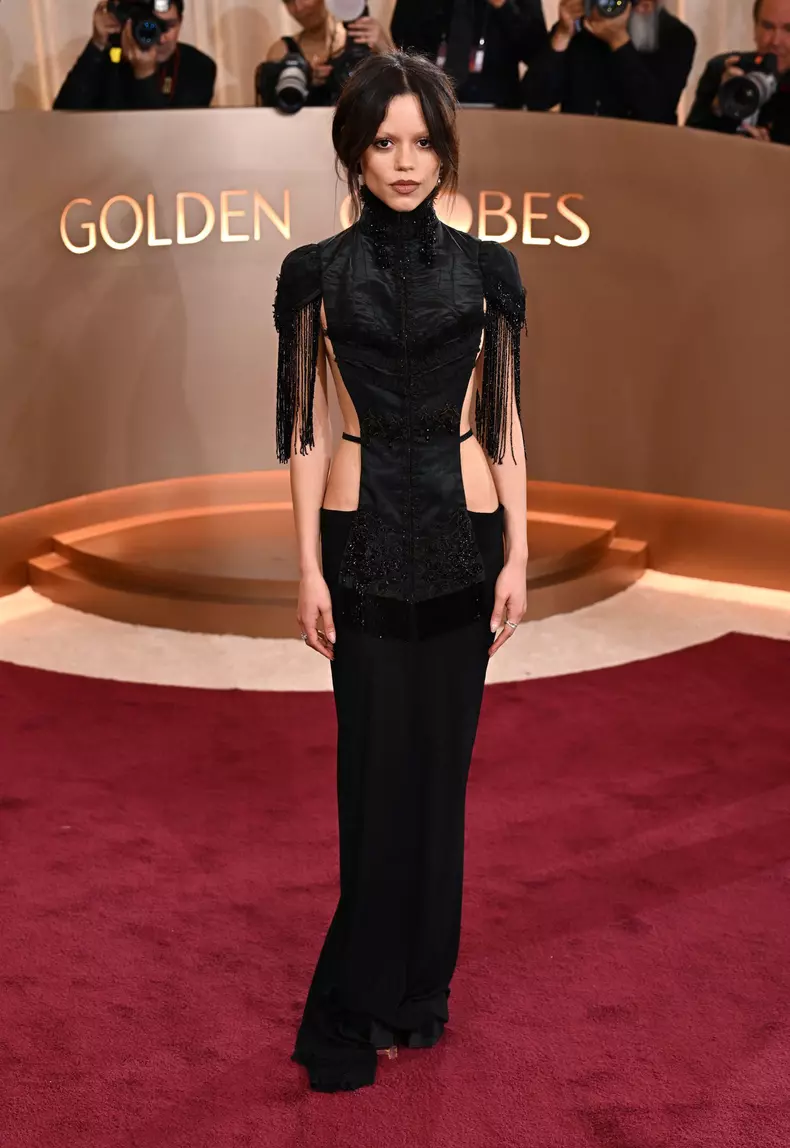 Los Angeles, USA. January 11th, 2026. Jenna Ortega arriving at the 83rd Golden Globes Ceremony, The Beverley Hilton Hotel. Credit: Doug Peters/EMPICS/Alamy Live News
