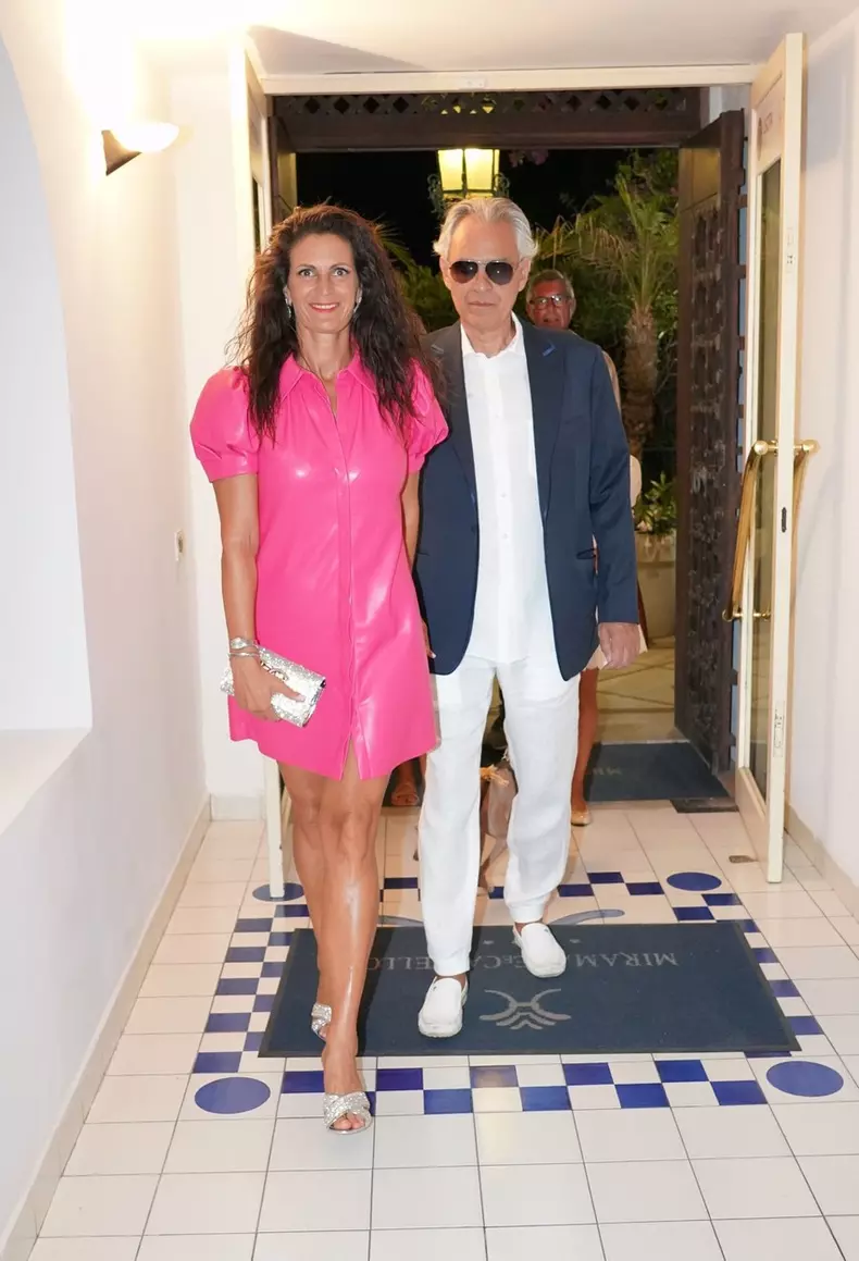 The Italian Tenor Andrea Bocelli and his son Matteo Bocelli are seen at the Ischia Global Festival in Italy.