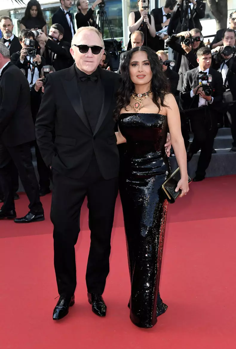 François-Henri Pinault & Salma Hayek, ținută Saint Laurent
