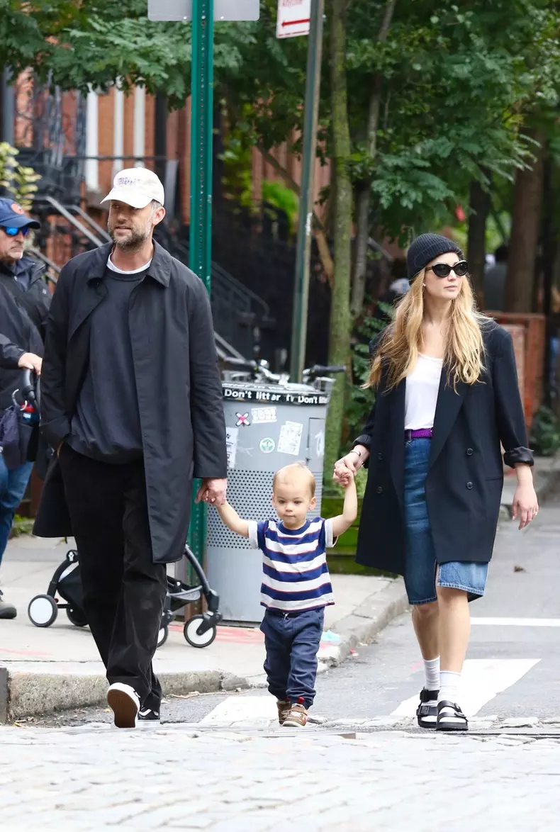 *EXCLUSIVE* Jennifer Lawrence and husband Cooke Maroney are doting parents during a family stroll in NYC